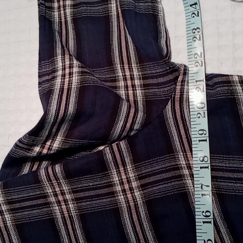 Anthropologie En Crème Fringed Open Cardigan Long Roll Tab Sleeve Med Navy/Cream - Picture 9 of 11